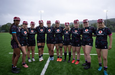 050725  Wales Women U20 v Ireland Women U20, Women’s U20 Six Nations Summer Series - First cap recipients at the end of the match, left to right, Nia Fajeyisan, Ffion Williams, Lottie Buffery-Latham, Jorja Aiono, Chiara Pearce Branwen Metcalfe, Hanna Tudor, Elan Jones, Evie Hill and Mollie Wilkinson