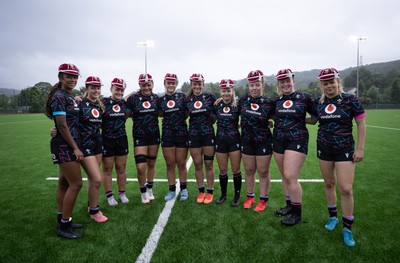 050725  Wales Women U20 v Ireland Women U20, Women’s U20 Six Nations Summer Series - First cap recipients at the end of the match, left to right, Nia Fajeyisan, Ffion Williams, Lottie Buffery-Latham, Jorja Aiono, Chiara Pearce Branwen Metcalfe, Hanna Tudor, Elan Jones, Evie Hill and Mollie Wilkinson