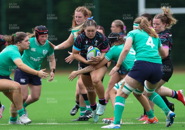 050725  Wales Women U20 v Ireland Women U20, Women’s U20 Six Nations Summer Series - Freya Bell of Wales charges forward