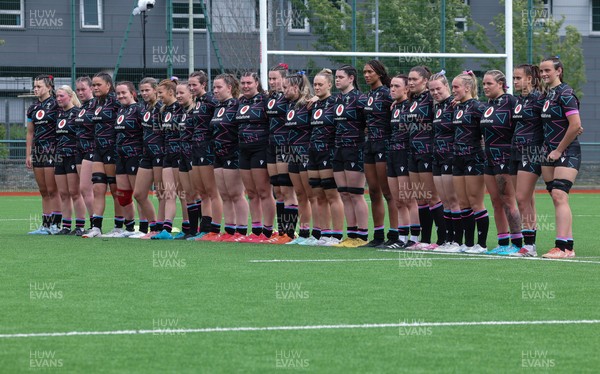 050725  Wales Women U20 v Ireland Women U20, Women’s U20 Six Nations Summer Series - The Wales team line up for the anthems
