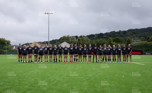 050725  Wales Women U20 v Ireland Women U20, Women’s U20 Six Nations Summer Series - The Wales team line up for the anthems