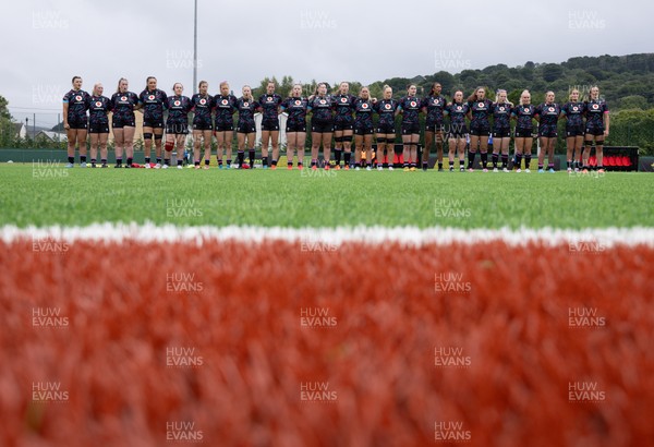 050725  Wales Women U20 v Ireland Women U20, Women’s U20 Six Nations Summer Series - The Wales team line up for the anthems