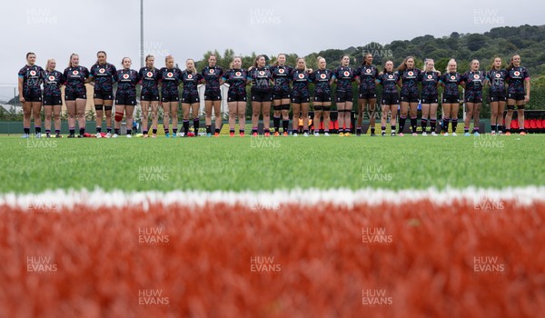 050725  Wales Women U20 v Ireland Women U20, Women’s U20 Six Nations Summer Series - The Wales team line up for the anthems