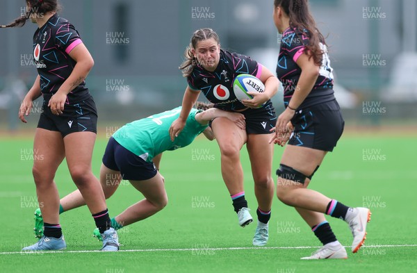 050725  Wales Women U20 v Ireland Women U20, Women’s U20 Six Nations Summer Series - Freya Bell of Wales charges forward