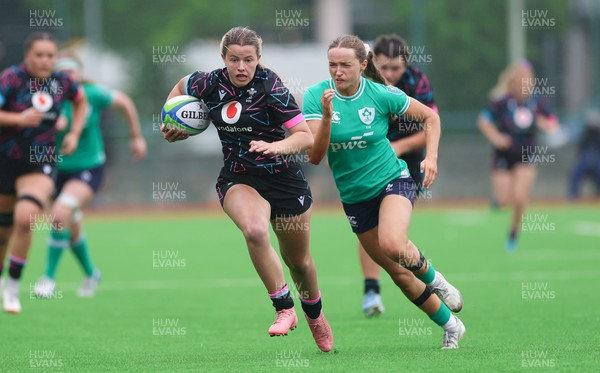 050725  Wales Women U20 v Ireland Women U20, Women’s U20 Six Nations Summer Series - Ffion Williams of Wales is caught by Robyn O’Connor of Ireland
