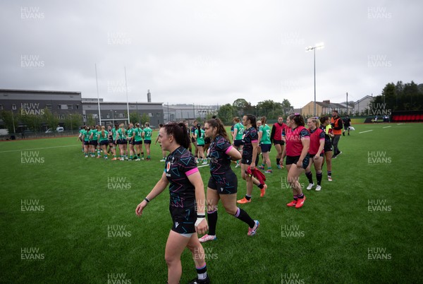 050725  Wales Women U20 v Ireland Women U20, Women’s U20 Six Nations Summer Series - The teams congratulate each other at the end of the match