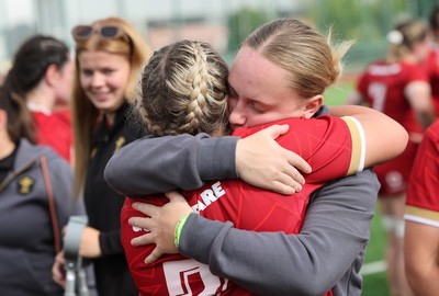 170725 - Wales Women U20 v Italy Women U20, Women’s U20 Six Nations Summer Series - Wales players embrace each other at the end of the match