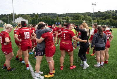 170725 - Wales Women U20 v Italy Women U20, Women’s U20 Six Nations Summer Series - Wales players embrace each other at the end of the match
