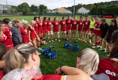 170725 - Wales Women U20 v Italy Women U20, Women’s U20 Six Nations Summer Series - Wales players huddle up at the end of the match