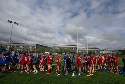 170725 - Wales Women U20 v Italy Women U20, Women’s U20 Six Nations Summer Series - Players shake hands with each other at the end of the match