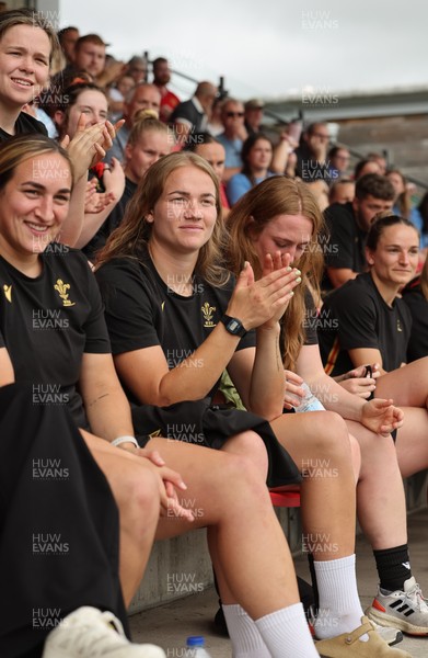 170725 - Wales Women U20 v Italy Women U20, Women’s U20 Six Nations Summer Series - Members of the Wales Women’s Senior Squad stop off on their way to Australia to support the U20’s as they take on Italy Left to right, Courtney Keight, Carys Cox and Abbie Fleming