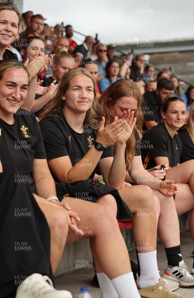170725 - Wales Women U20 v Italy Women U20, Women’s U20 Six Nations Summer Series - Members of the Wales Women’s Senior Squad stop off on their way to Australia to support the U20’s as they take on Italy Left to right, Courtney Keight, Carys Cox and Abbie Fleming
