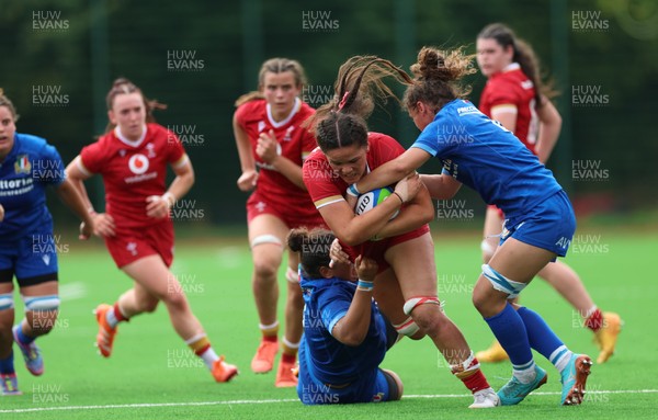 170725 - Wales Women U20 v Italy Women U20, Women’s U20 Six Nations Summer Series - Jorja Aiono of Wales charges forward