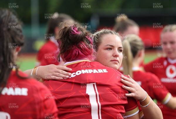 170725 - Wales Women U20 v Italy Women U20, Women’s U20 Six Nations Summer Series - Wales players embrace each other at the end of the match