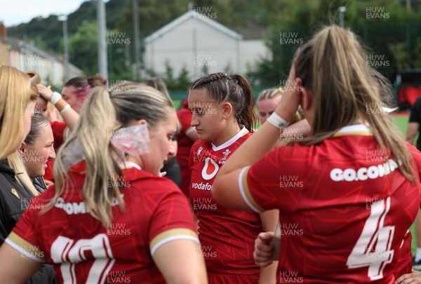 170725 - Wales Women U20 v Italy Women U20, Women’s U20 Six Nations Summer Series - Wales players embrace each other at the end of the match