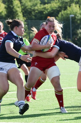 110725 - Wales Women U20 v Scotland Women U20, Women’s U20 Six Nations Summer Series - Savannah Picton-Powell of Wales powers over to score the third try
