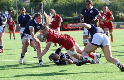110725 - Wales Women U20 v Scotland Women U20, Women’s U20 Six Nations Summer Series - Savannah Picton-Powell of Wales powers over to score the third try