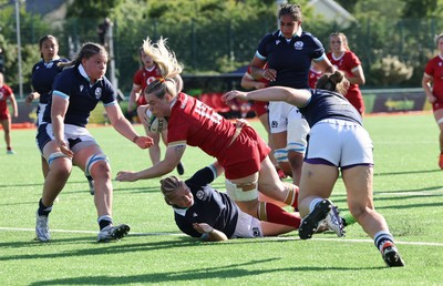 110725 - Wales Women U20 v Scotland Women U20, Women’s U20 Six Nations Summer Series - Savannah Picton-Powell of Wales powers over to score the third try
