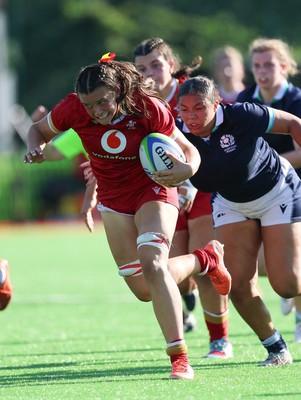 110725 - Wales Women U20 v Scotland Women U20, Women’s U20 Six Nations Summer Series - Branwen Metcalfe of Wales dives in to score the fourth try