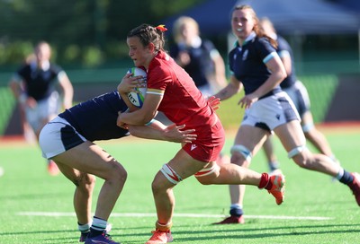 110725 - Wales Women U20 v Scotland Women U20, Women’s U20 Six Nations Summer Series - Branwen Metcalfe of Wales dives in to score the fourth try