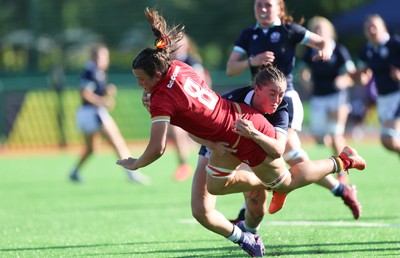 110725 - Wales Women U20 v Scotland Women U20, Women’s U20 Six Nations Summer Series - Branwen Metcalfe of Wales dives in to score the fourth try