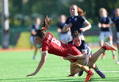 110725 - Wales Women U20 v Scotland Women U20, Women’s U20 Six Nations Summer Series - Branwen Metcalfe of Wales dives in to score the fourth try