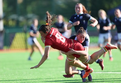 110725 - Wales Women U20 v Scotland Women U20, Women’s U20 Six Nations Summer Series - Branwen Metcalfe of Wales dives in to score the fourth try