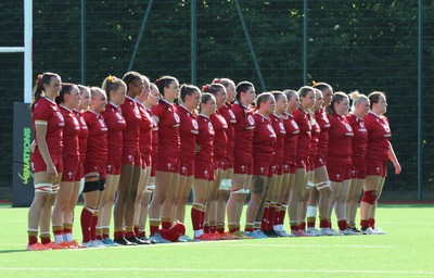 110725 - Wales Women U20 v Scotland Women U20, Women’s U20 Six Nations Summer Series - The Wales team line up for the anthems