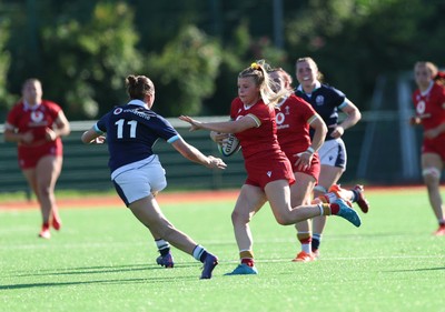 110725 - Wales Women U20 v Scotland Women U20, Women’s U20 Six Nations Summer Series - Mollie Wilkinson of Wales races away