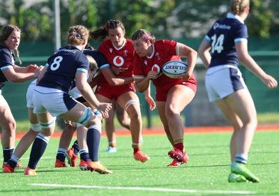 110725 - Wales Women U20 v Scotland Women U20, Women’s U20 Six Nations Summer Series - Stella Orrin of Wales charges forward