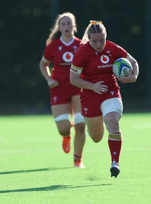 110725 - Wales Women U20 v Scotland Women U20, Women’s U20 Six Nations Summer Series - Savannah Picton-Powell of Wales races in to score try