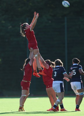 110725 - Wales Women U20 v Scotland Women U20, Women’s U20 Six Nations Summer Series - Robyn Davies of Wales wins the line out