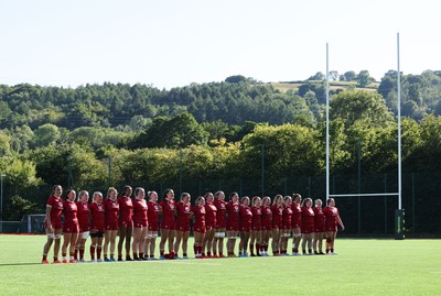 110725 - Wales Women U20 v Scotland Women U20, Women’s U20 Six Nations Summer Series - The Wales team line up for the anthems