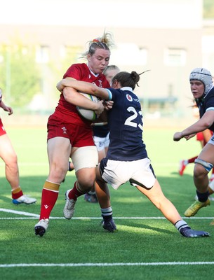 110725 - Wales Women U20 v Scotland Women U20, Women’s U20 Six Nations Summer Series - Savannah Picton-Powell of Wales powers over for a try