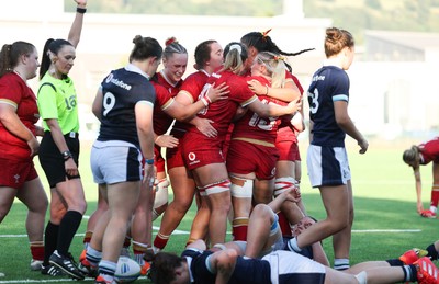110725 - Wales Women U20 v Scotland Women U20, Women’s U20 Six Nations Summer Series - Savannah Picton-Powell of Wales powers over for a try
