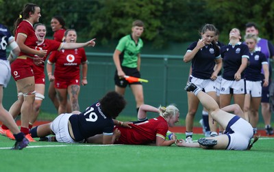 110725 - Wales Women U20 v Scotland Women U20, Women’s U20 Six Nations Summer Series - Dali Hopkins of Wales scores try