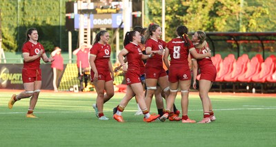 110725 - Wales Women U20 v Scotland Women U20, Women’s U20 Six Nations Summer Series - Wales players celebrate on the final whistle