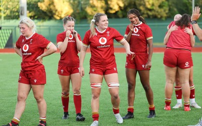 110725 - Wales Women U20 v Scotland Women U20, Women’s U20 Six Nations Summer Series - Wales players celebrate on the final whistle