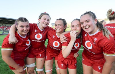110725 - Wales Women U20 v Scotland Women U20, Women’s U20 Six Nations Summer Series - Wales players at the end of the match