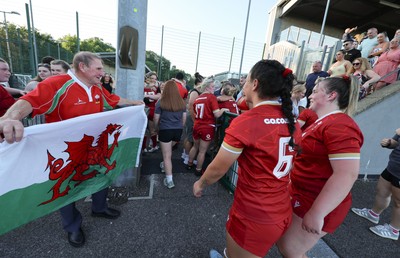 110725 - Wales Women U20 v Scotland Women U20, Women’s U20 Six Nations Summer Series - Wales players come off to meet family and friends