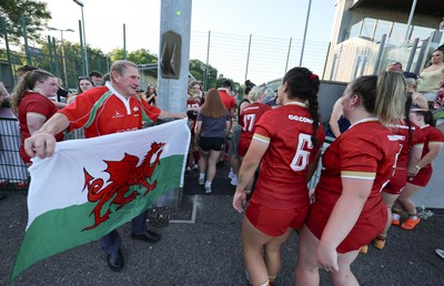 110725 - Wales Women U20 v Scotland Women U20, Women’s U20 Six Nations Summer Series - Wales players come off to meet family and friends
