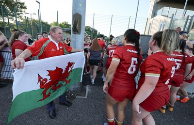 110725 - Wales Women U20 v Scotland Women U20, Women’s U20 Six Nations Summer Series - Wales players come off to meet family and friends