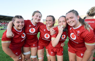 110725 - Wales Women U20 v Scotland Women U20, Women’s U20 Six Nations Summer Series - Wales players at the end of the match