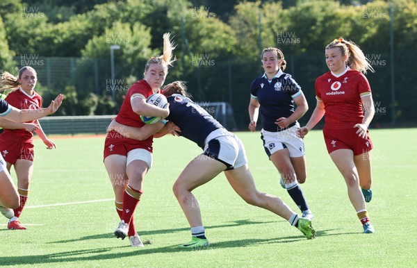 110725 - Wales Women U20 v Scotland Women U20, Women’s U20 Six Nations Summer Series - Savannah Picton-Powell of Wales powers over to score the third try