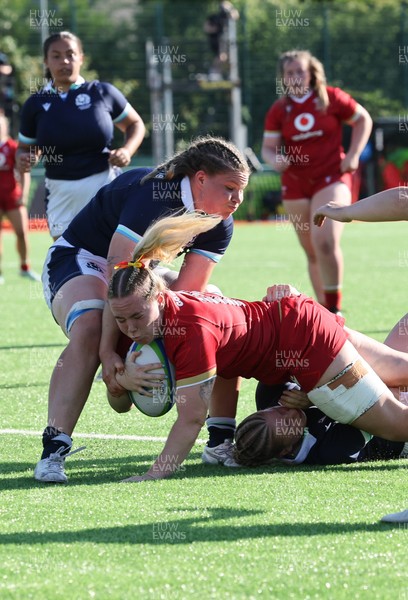 110725 - Wales Women U20 v Scotland Women U20, Women’s U20 Six Nations Summer Series - Savannah Picton-Powell of Wales powers over to score the third try