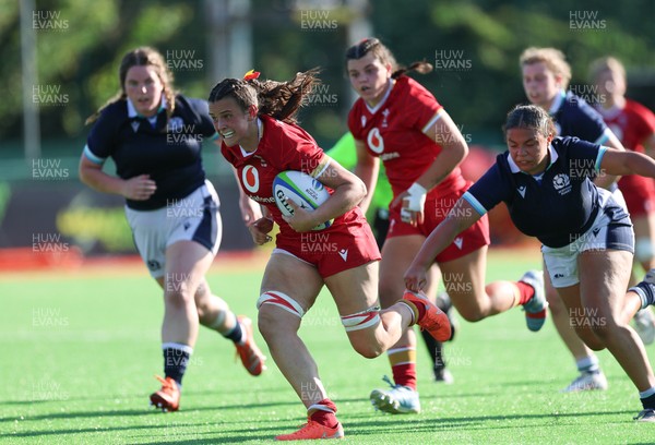 110725 - Wales Women U20 v Scotland Women U20, Women’s U20 Six Nations Summer Series - Branwen Metcalfe of Wales dives in to score the fourth try