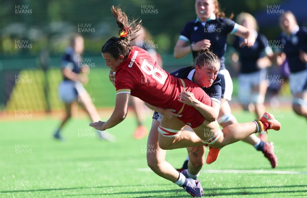 110725 - Wales Women U20 v Scotland Women U20, Women’s U20 Six Nations Summer Series - Branwen Metcalfe of Wales dives in to score the fourth try