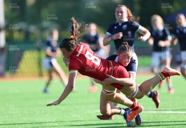 110725 - Wales Women U20 v Scotland Women U20, Women’s U20 Six Nations Summer Series - Branwen Metcalfe of Wales dives in to score the fourth try