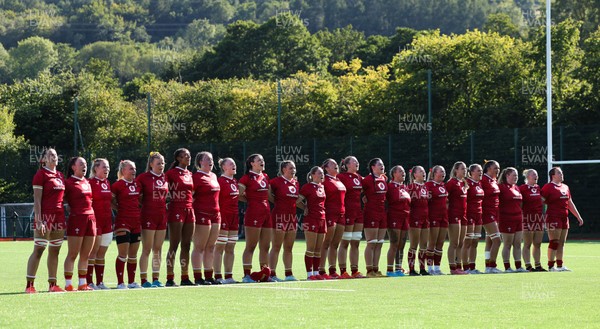 110725 - Wales Women U20 v Scotland Women U20, Women’s U20 Six Nations Summer Series - The Wales team line up for the anthems