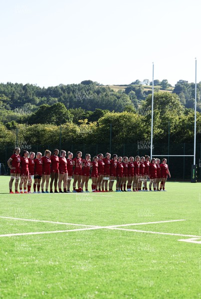 110725 - Wales Women U20 v Scotland Women U20, Women’s U20 Six Nations Summer Series - The Wales team line up for the anthems